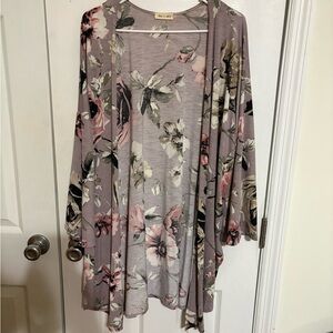 Love & Cherish Mauve Floral Kimono Cardigan – Size XL/XXL – Soft & Flowy